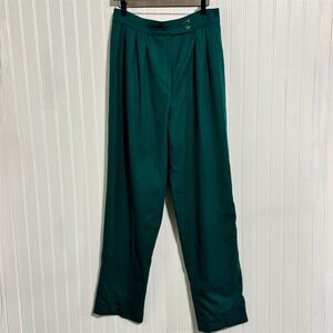 VTG Pendleton Pants Size 12/14 Emerald Green 100% Virgin Wool High Rise Trousers